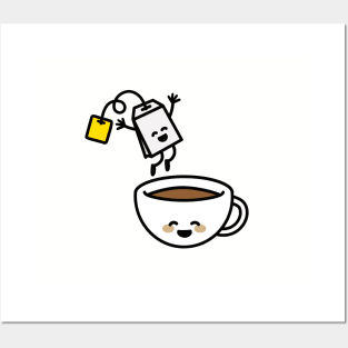 Funny tea bag teacup happy Tea lover Tea drinker Posters and Art